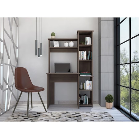 Gfancy Fixtures Modern Office Desk with Storage Cabinet, Smokey Oak GF3666986